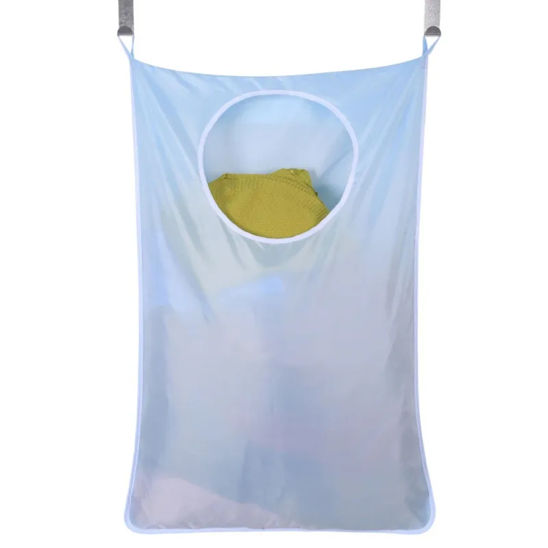 Large Size Wall-Hanging Laundry Hamper Bag Bathroom Bedroom Oxford Fabric Zipper Thickening Bag With Hooks Suction Cups