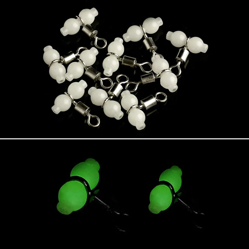 

10pcs Glow Beads Barrel Fishing Triple Rolling Swivels Connector