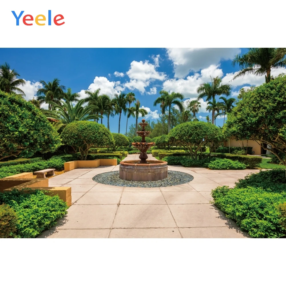 

Yeele Landscape Photocall Garden Summer Fountain Photography Backdrops Personalized Photographic Backgrounds For Photo Studio
