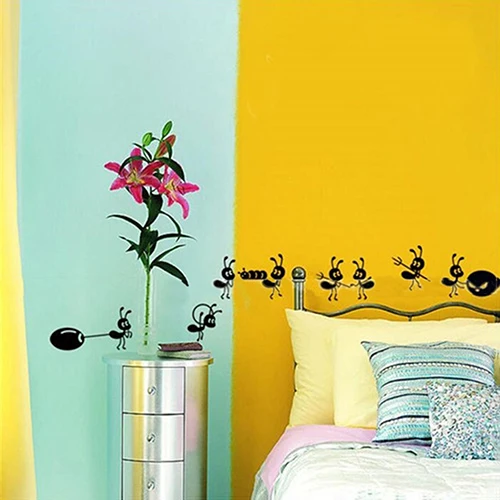 6*43cm Furnishing Wall Sticker Cartoon Ant Decoration Glass Stickers Mirror Window Decor Kitchen Bathroom Bedroom Wall Stickers