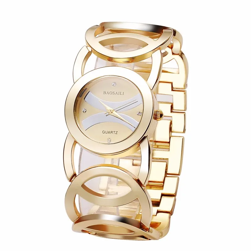 Koop Baosaili Merk Top Luxe Vrouwen Armband Horloge Goud Dames Rvs Horloge Vrouwelijke Klok Golden Reloj Mujer 2017 Horloge
