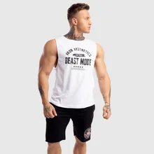 Summer cotton gym Fitness Men Tank Top Mens Bodybuilding Running vest printing sports Tank Top Sleeveless Shirt men