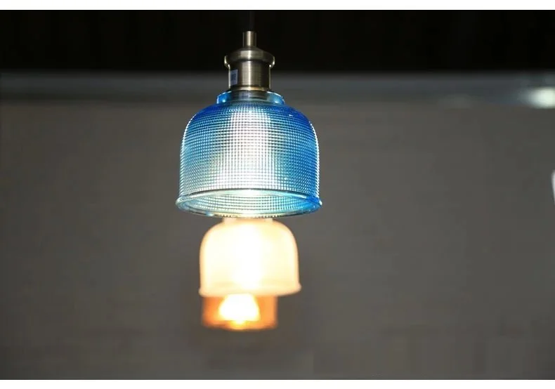 LukLoy Ретро Стеклянные подвесные светильники Светодиодный светильник для кухни светодиодный светильник подвесная потолочная лампа светильники для спальни гостиной - Цвет корпуса: Blue
