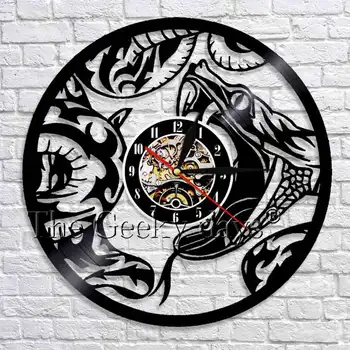 

Python Wall Clock The Snake Serpent Animal Wall Art Decor Make From Vinyl Record Venom Reptile 3D Wall Watches