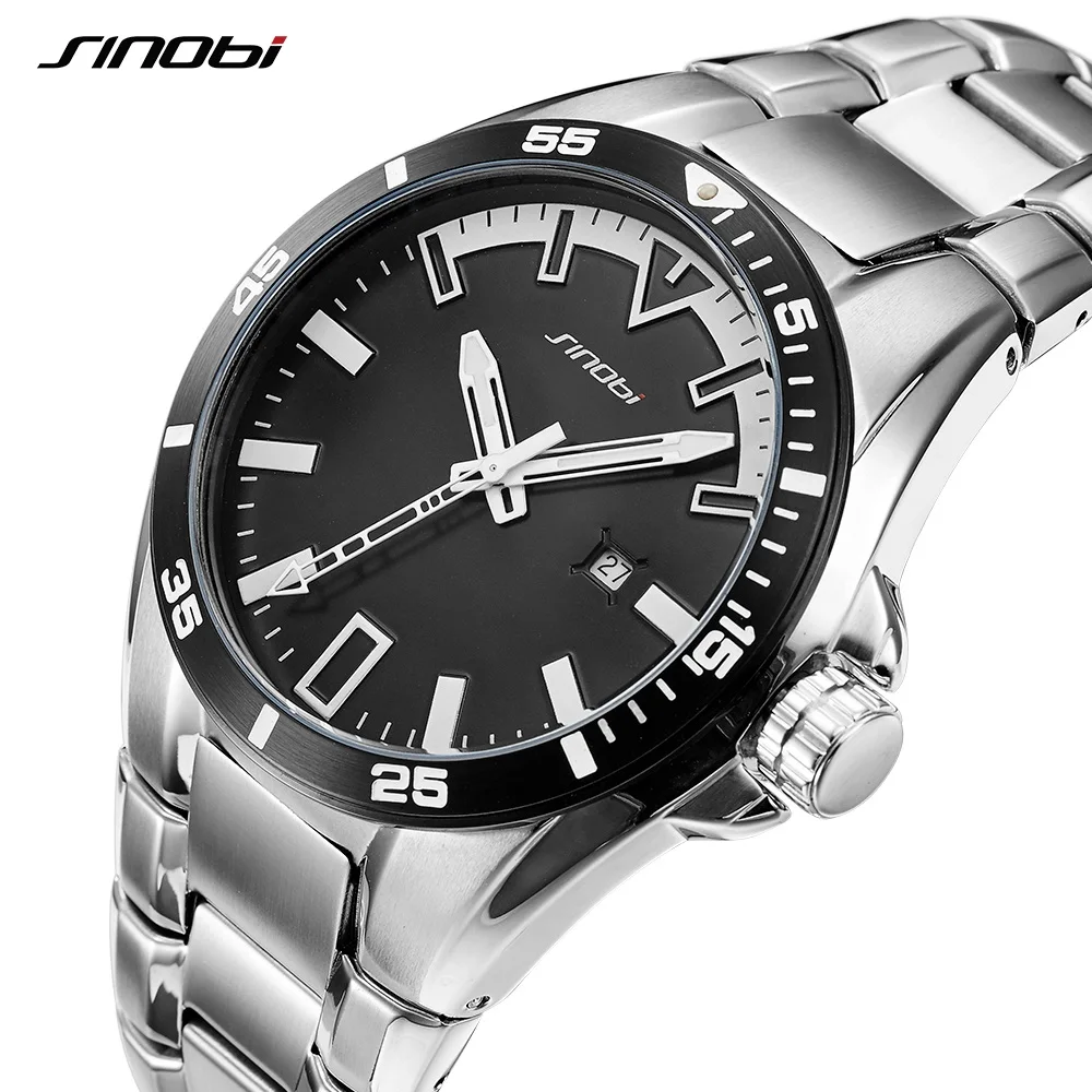 

SINOBI Business Watch Men 2018 Full Steel Male Fashoin Wrist Watches Luminous Hands Relogio Masculino Geneva Waterproof Saat