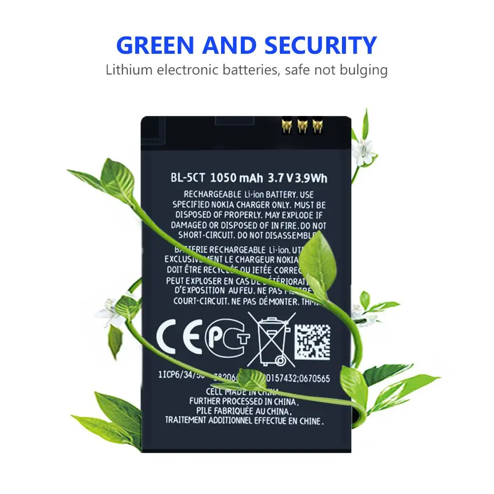 Аккумулятор BL5CT для телефона 1050 мАч Nokia 5220 5220XM C6 01 C3 01m 6303 3720C 6303c 6303i 6303ci
