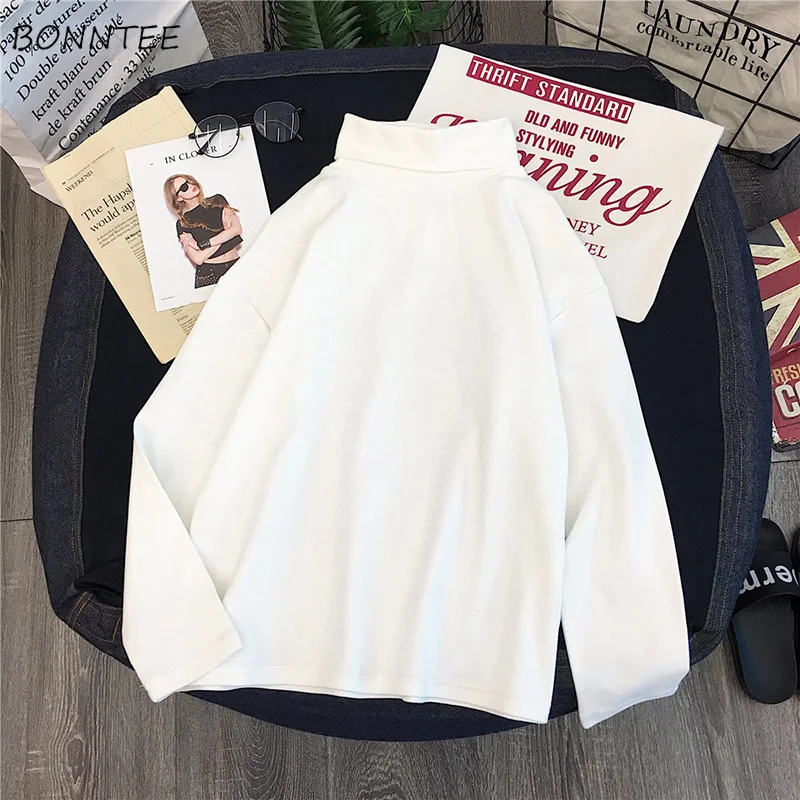 

T-shirts Women 2019 Spring Autumn Trendy Womens Streetwear Loose Long-sleeved Thin Korean Style Leisure Soft All-match Cothing