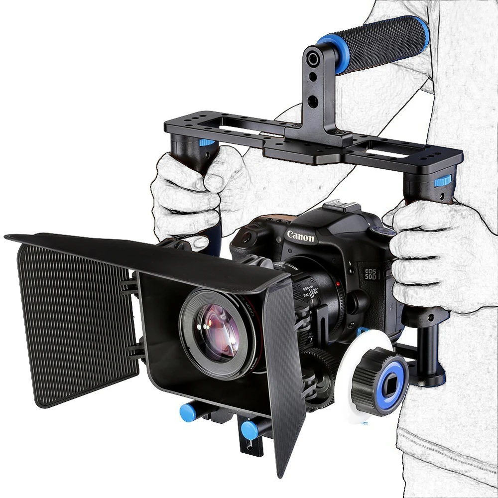 Dual Grip DSLR Camera Shoulder Rig Film Movie Kit System Video Handgrip Support Cage For Canon Niko