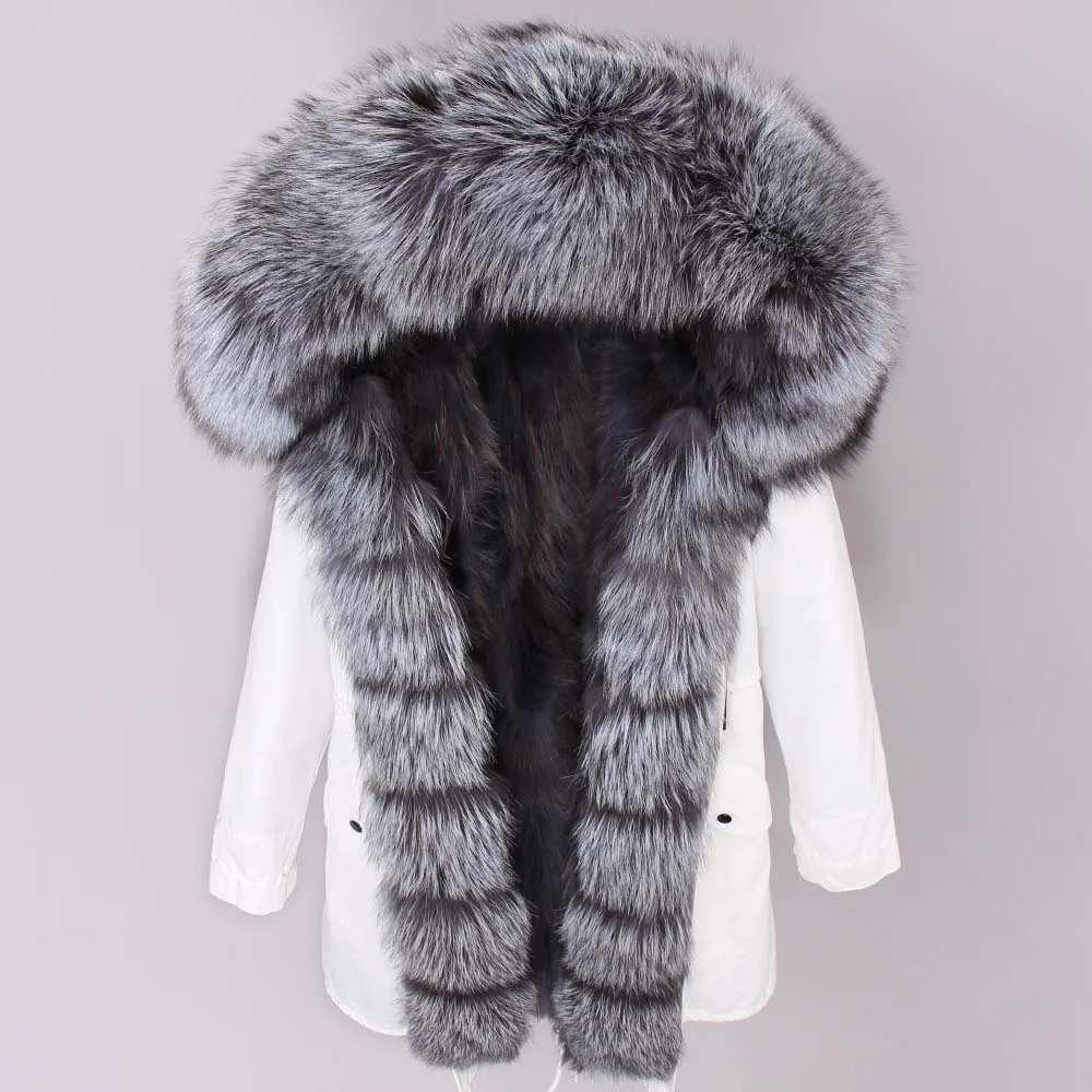 Maomaokong, натуральный мех енота, куртка, пальто, большой Лисий мех, воротник, черный, серый, парка, плотное теплое пальто - Цвет: ED3-5