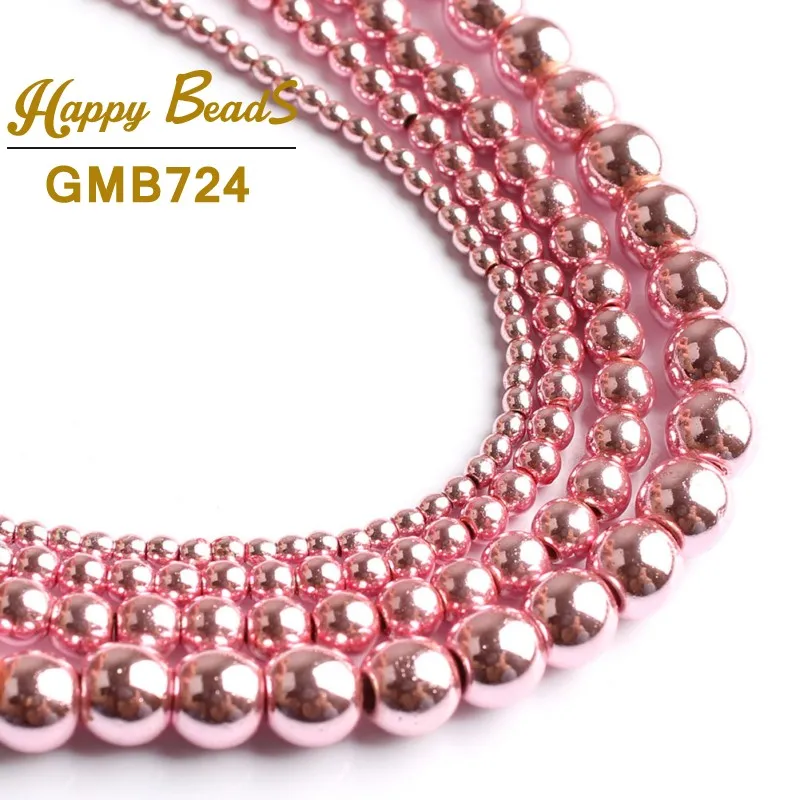 

Natural Stone Pink Hematite Round Loose Spacer Beads For Jewelry Making DIY Bracelet Material 15"Strand/Inches 2/3/4/6/8/10mm