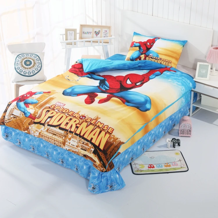 Disney мультфильм Mc queen тачки Человек-паук набор постельных принадлежностей для мальчиков пододеяльник простыня наволочки двойной хлопок постельное белье Прямая