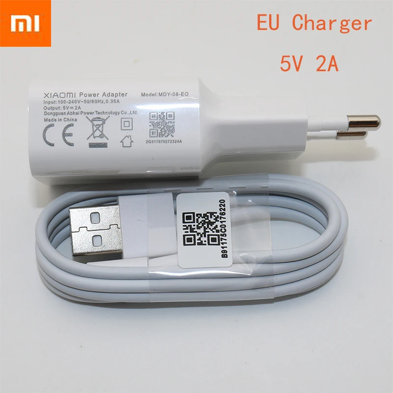 Original Xiaomi Charger 5V 2A White Power Adapter + Micro USB Data sync