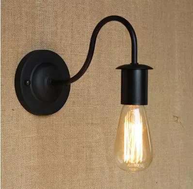 

Modern Industrial Vintage Black Iron Wall Lamp Loft Style Curve Arm Hallway Retro Wall Light