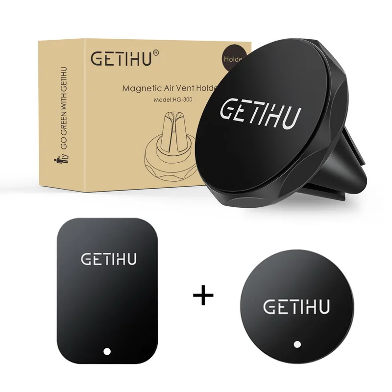 GETIHU, универсальный магнитный автомобильный держатель для телефона, мини держатель на вентиляционное отверстие, магнитный держатель для мобильного телефона для iPhone X 8 6 ipad, gps, подставка для samsung - Цвет: BLack with box