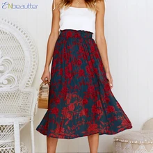 ENbeautter Женская весенне-летняя плиссированная длинная юбка миди с модным принтом в горошек богемные Повседневные Вечерние юбки с карманами