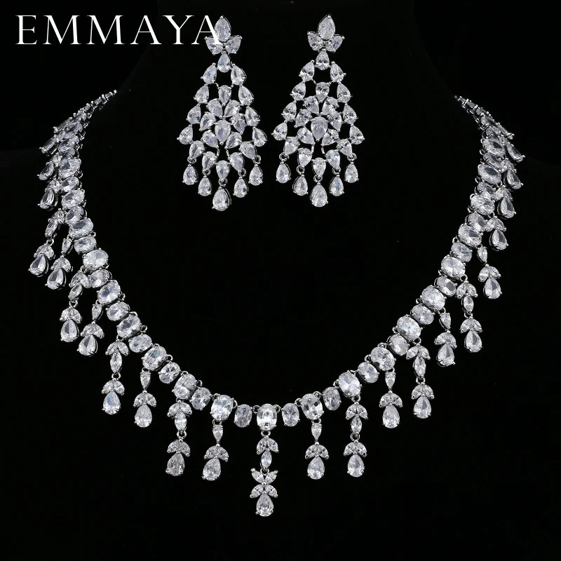 EMMAYA Femme Bijoux AAA CZ Серьги Ожерелье Ювелирные наборы для женщин Свадебная вечеринка