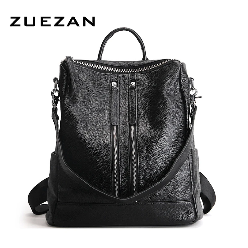 

Many Pockets, 2 Editions, Large Girls School Backpack, Women Genuine Leather Shoulder Bag, Lady Oxford Nylon Cross body Bag A035