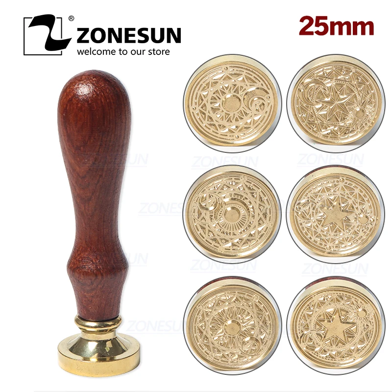 ZONESUN волшебный круг луны звезда восковая печать штамп с деревянной ручкой для