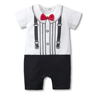 Bebé Ropa Cuerpo smoking Niños Mamelucos Caballero ropa de bebe manga del algodón trajes blancos