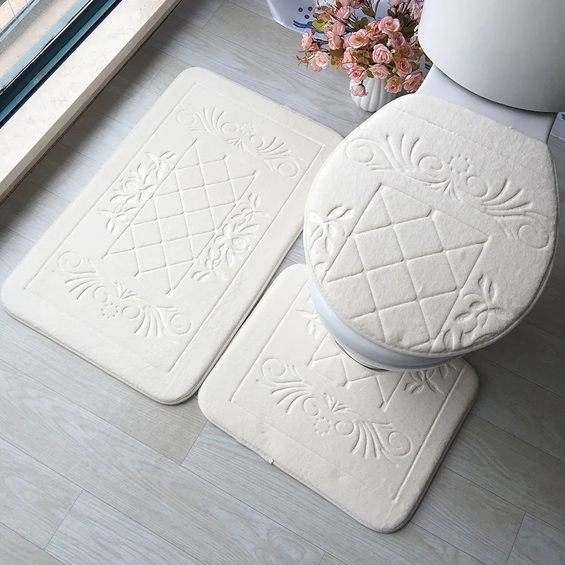 Zeegle рельефные коврики для туалетной ванны набор пены памяти коврик для ванной ковры абсорбирующие Нескользящие напольные коврики для туалета крышка