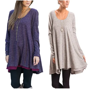 

Women's Fashion Autumn Winter Long Sleeve Plus Size Loose A-Line Dress