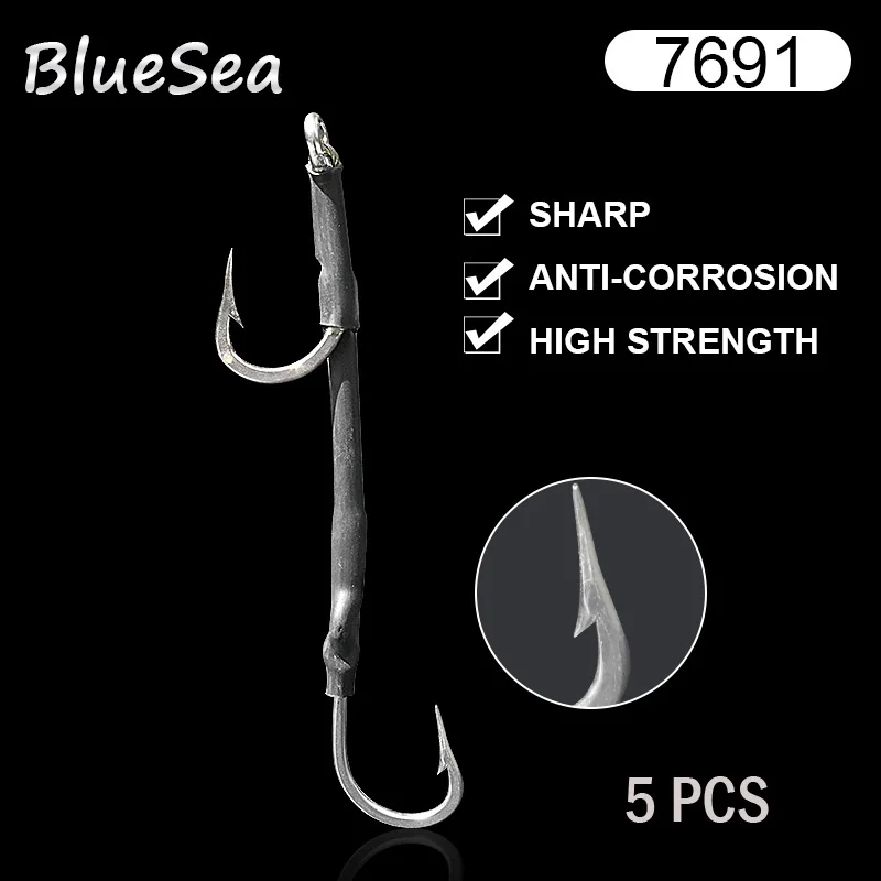 BlueSea 5 Pcs/Pack 7691 Stainless Steel Large Double Shark Rigs Fish ...