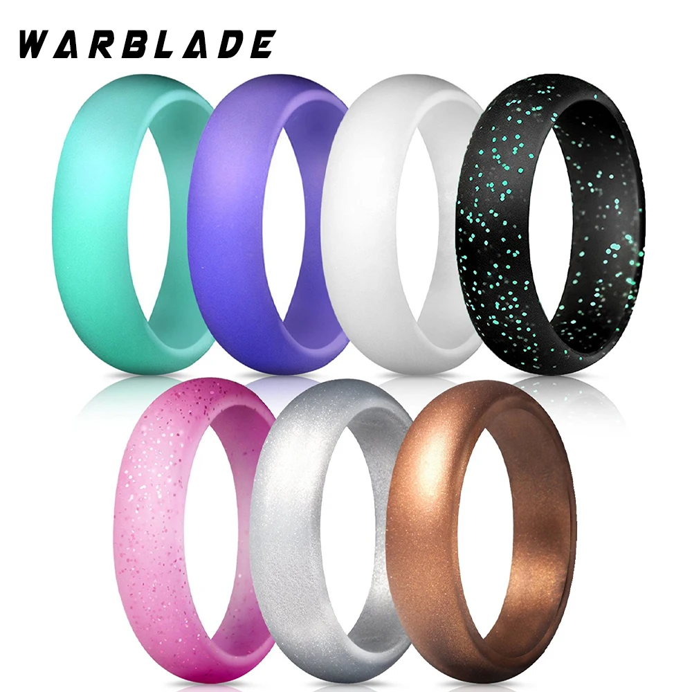 

New Food Grade FDA Silicone Finger Ring 5.7mm Hypoallergenic Crossfit Flexible Gold Rubber Ring For Men Women Wedding Jewelry
