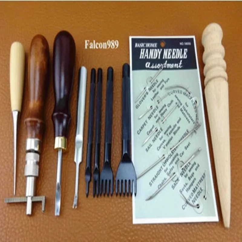 10pcs Leather Craft Lacing Chisel Edge Groover Skiving Slicker Awl