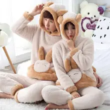 Зимняя Пижама унисекс с длинными рукавами и милым кроликом
