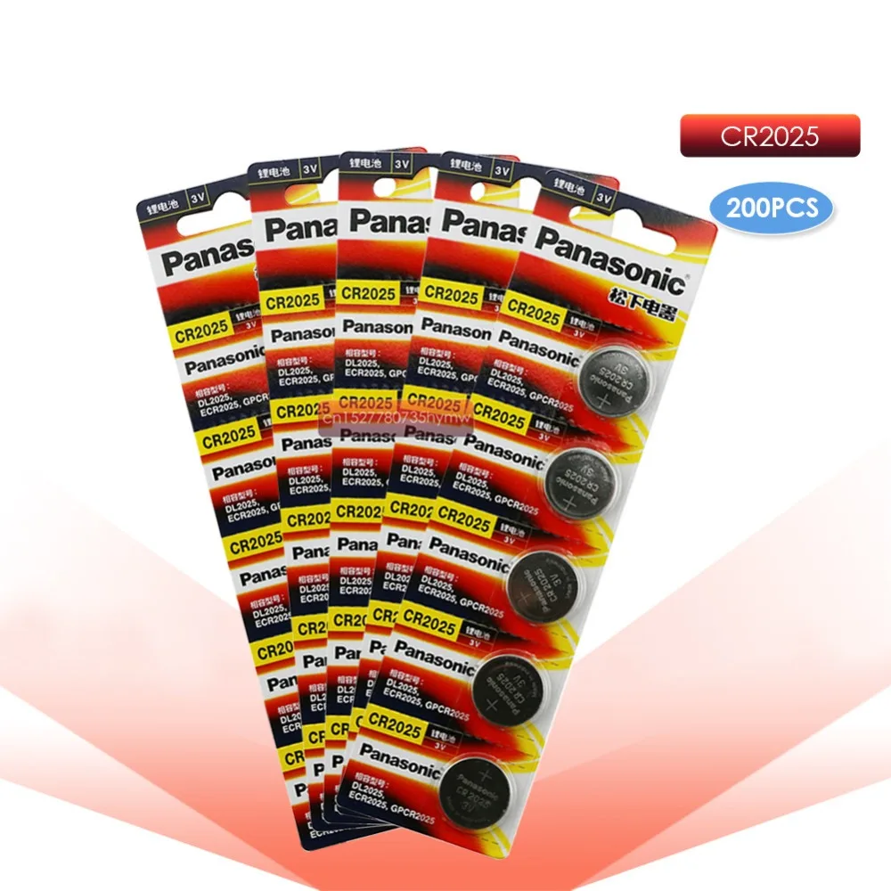 

PANASONIC 200pc original cr2025 ECR2025 BR2025 DL2025 KCR2025 LM2025 3v button cell coin lithium batteries for watch car toy