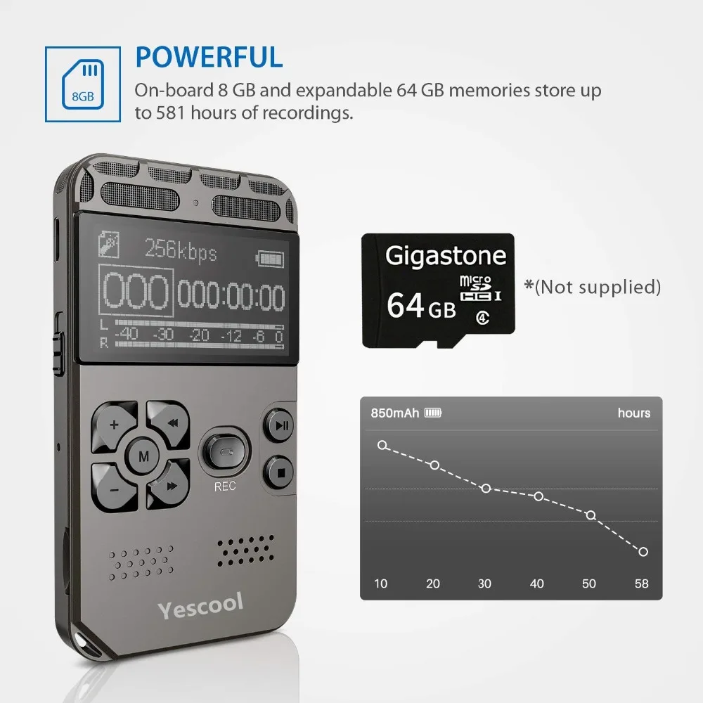 Yescool E188 Portable Professional digital Voice Recorder hidden Dictaphone long Standby Time Noise Reduction Hifi MP3 Player Yescool E188 Portable Professional digital Voice Recorder hidden Dictaphone long Standby Time Noise Reduction Hifi MP3 Player