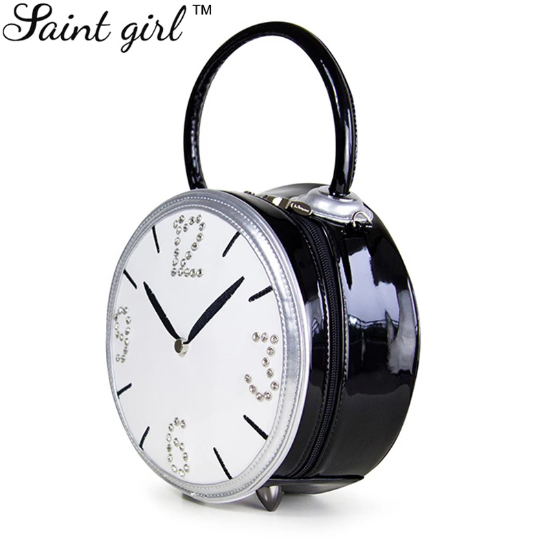 

Saint Girl Brand Women Totes Handbag New Fashion Fancy Clock Handbag Zipper PU Leather Shoulder Bag SNS013