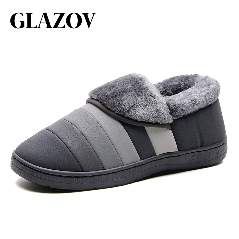 

GLAZOV Winter Non-slip Caterpillar Cotton Plush Home Slippers Men Indoor Floor Outdoor Thicken Boys Warm Slippers Flat Shoes