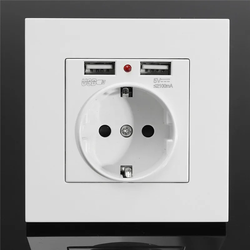 

SWILET Dual 2 USB Ports 2.1A Electric Wall Charger Station Socket For EU Standard Adapter Power Outlet