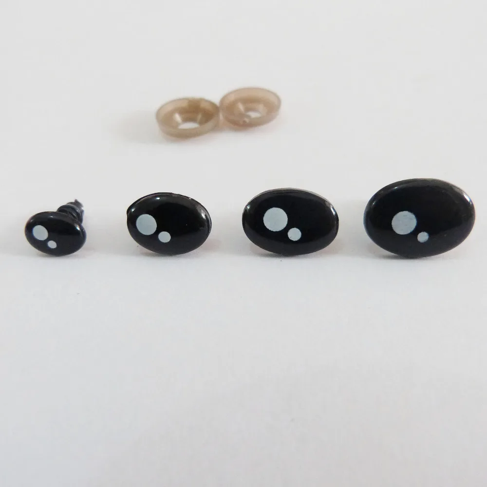 80pcs/lot 9x7mm/8x11mm/9x12mm/10x14mm/12x16mm oval animal toy eyes