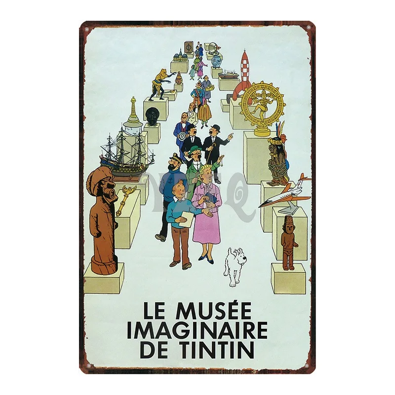 Tintin мультфильм Mteal знак табличка Металл Винтаж кафе дома искусство детская комната Настенный декор уникальный подарок Куадрос DU-2548 - Цвет: DU2548