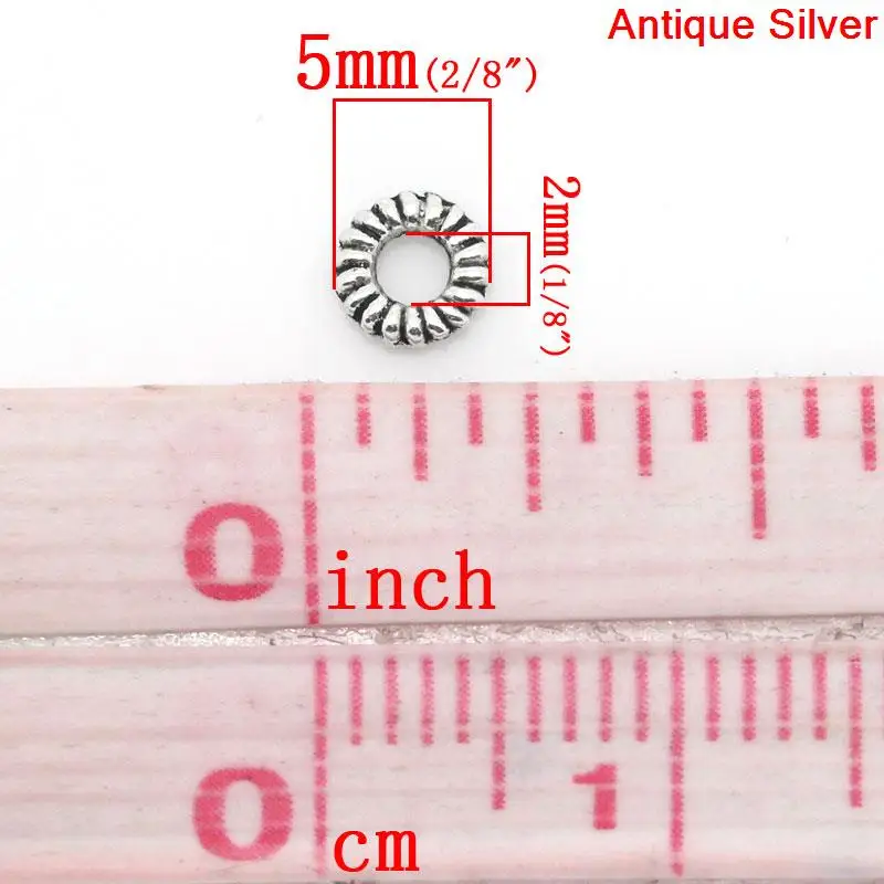 DoreenBeads, новинка, закрытая пайка из цинкового металлического сплава, кольца для прыжков, ювелирные изделия, Круглые античные серебряные полосы, 5,0 мм(2/"), диаметр, 95 шт