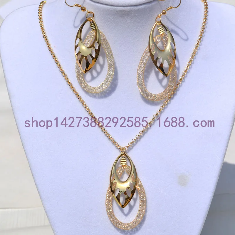 High Quality Crystal Jewelry Sets Copper Drop Hallow Pendant Party