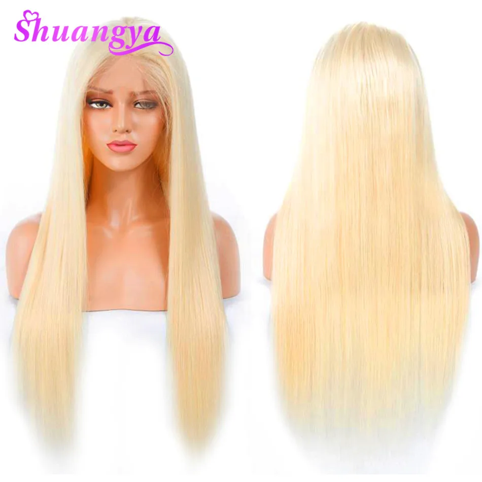 613 Blonde Wigs 150% Density Peruvian Straight Remy Human Hair lace front Wigs 613 Lace Front Human Hair Wig With Baby Shuangya