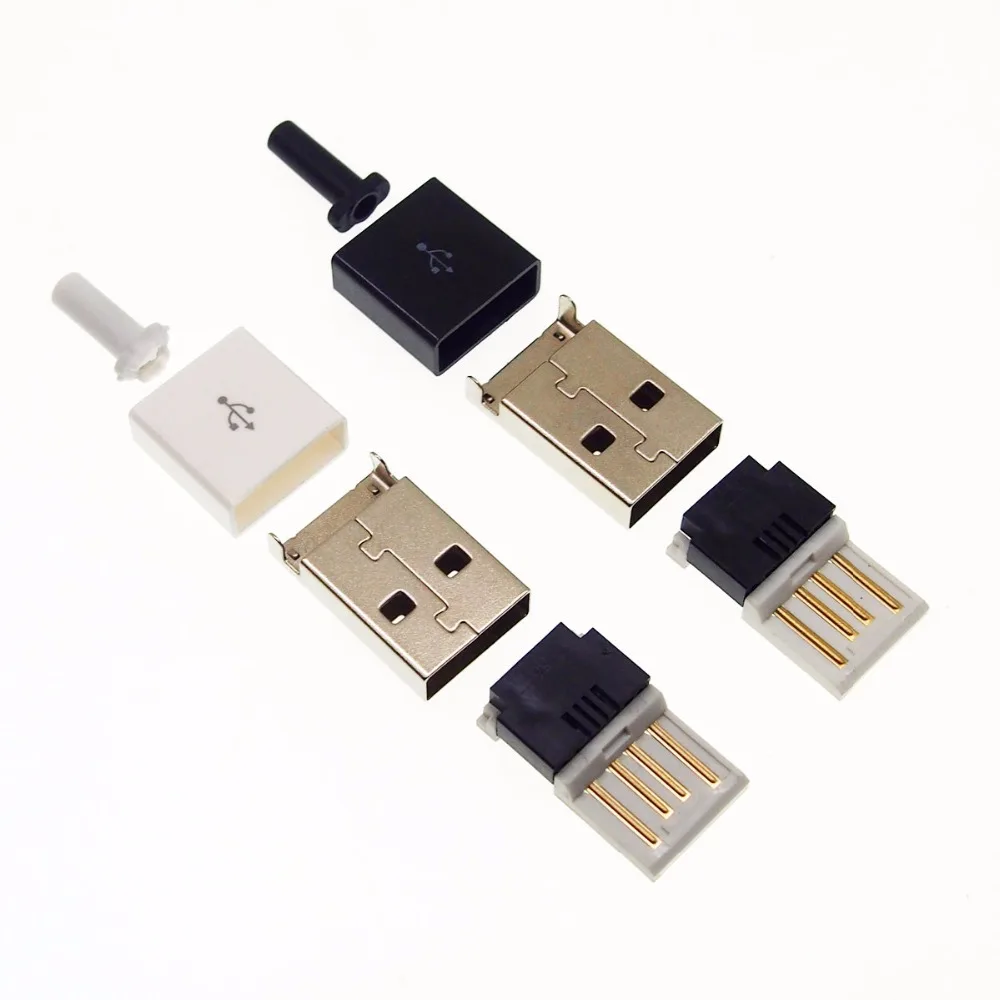 5 компл. 25 компл. 4 в 1 DIY пресс провода Solderless пирсинг штекер USB тип данных зарядки USB-A штекер