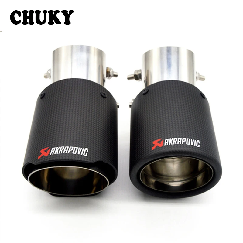 

CHUKY 1PC Universal Akrapovic Tips Carbon Fiber Exhaust Pipe Modified For Ford Toyota Renault Opel Automobiles Car Styling