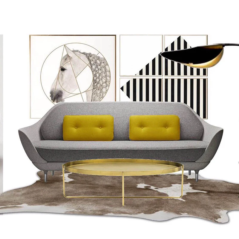 U-BEST скандинавский простой любимый диван Coquille диван мульти человек диван, современный любимый диван ткань дизайнерский диван для кафе