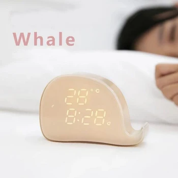 

Rechargeable Voice Control LED Digital Alarm Clock Phone Holder with Temperature Display Build-in Magnet for Easy Mount for Kids