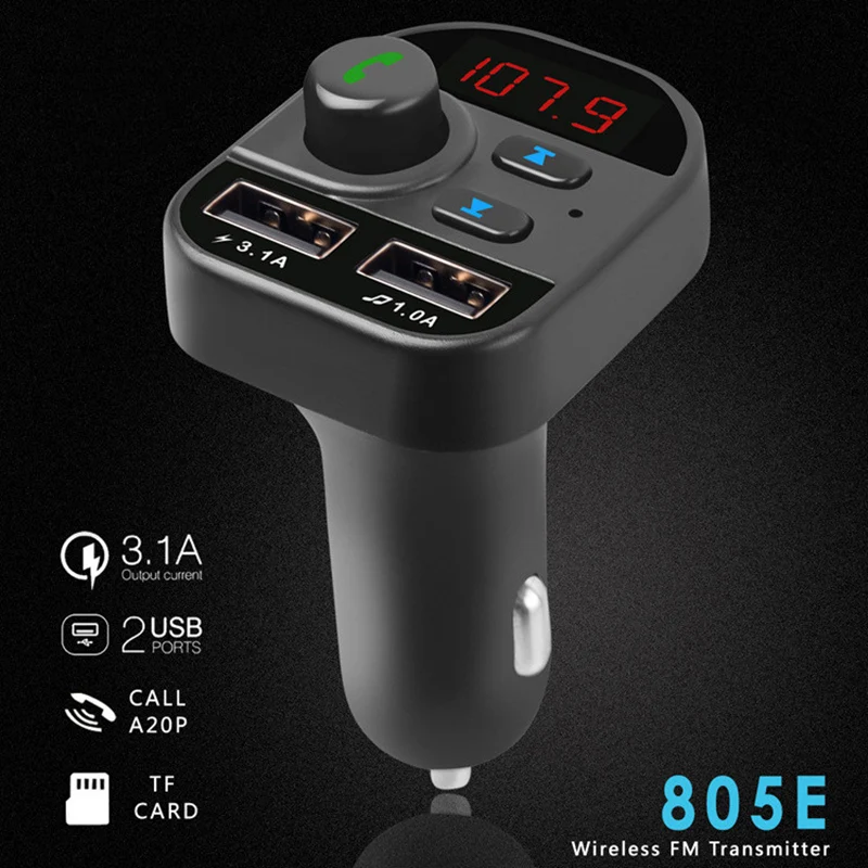 

Double USB Car Charger Car Wireless Bluetooth 5.0 FM Transmitter Transmitter Receiver Handsfree Call Support TF Car Accessories