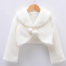 High Quality New Arrival Cute Girls Jackets and Coats Winter Faux Fur Long Sleeves Kids Baby Coats Fashion Flower Girl Bolero