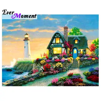

Ever Moment Diamond Painting Handmade Full Square Drill House Flower Mosaic Picture Of Rhinestone Diamond Embroidery 3F407