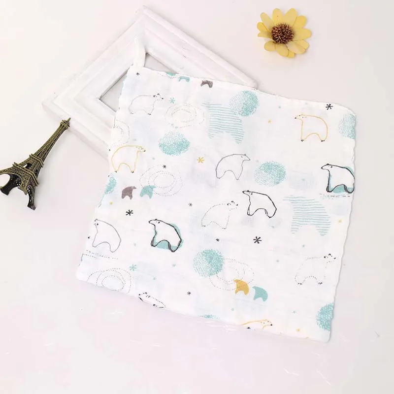 Купальные полотенца для детей, хлопковые детские полотенца с цветочным принтом для новорожденных, мягкие водопоглощающие нагрудники для ухода за ребенком, бамбуковое полотенце - Цвет: bear