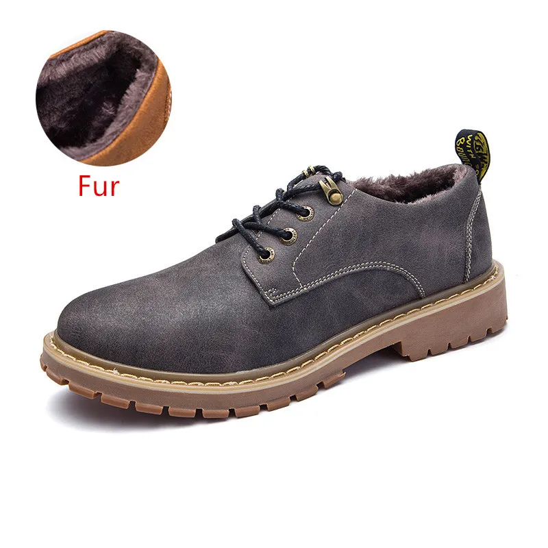 VANCAT/сезон осень-зима; Теплая мужская повседневная обувь из натуральной кожи на меху; Мужская обувь для взрослых; коллекция года; Брендовая обувь высокого качества для прогулок - Цвет: Fur gray