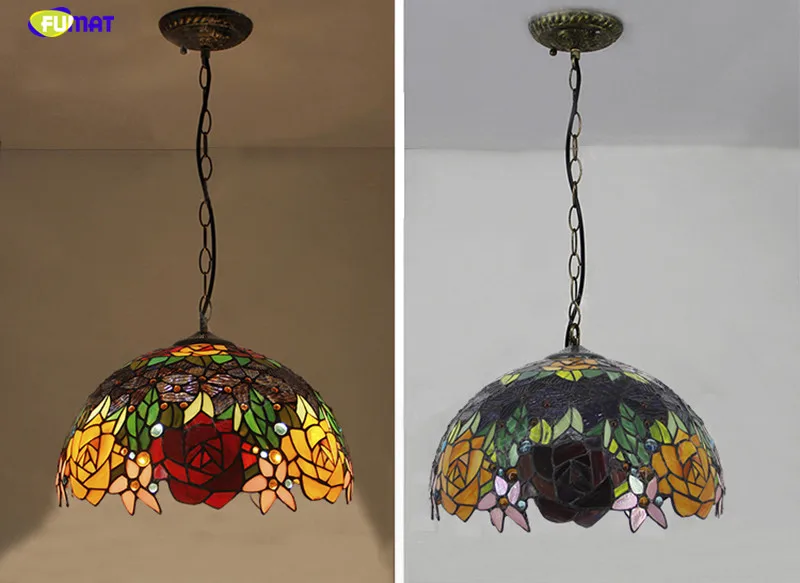 Rose Stained Glass Pendant Light8