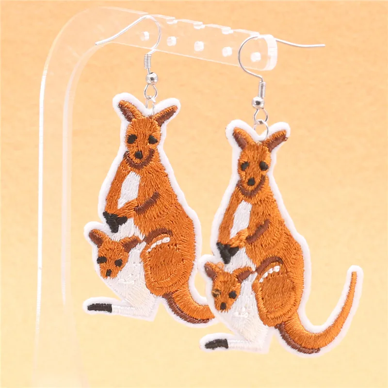 

Original Design Embroidery Patches Drop Earrings Lovely Animals Series Many Style
